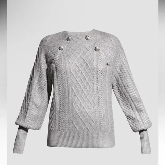 New Veronica Beard Grady Merino Wool Metallic silver Sweaters L